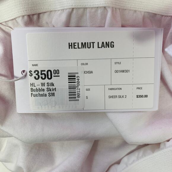 HELMUT LANG Size S Pink Silk Bubble Hem Skirt - Picture 5 of 7